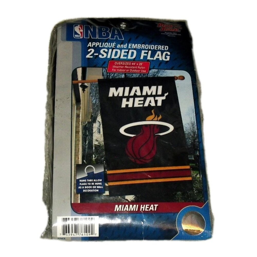 Miami Heat Embroidered Flag Banner 44 X 28 Inches Tailgate Wall Room House Nba